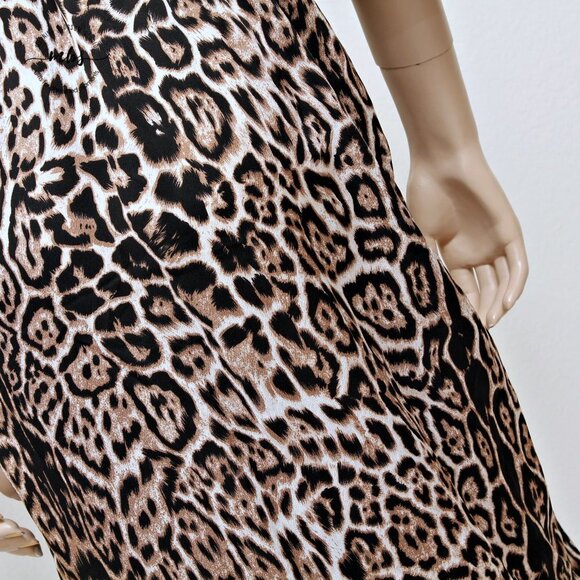 NWT Lucca Couture Cheetah V Neck Bell Sleeve Draped Midi Dress - Picture 12 of 14